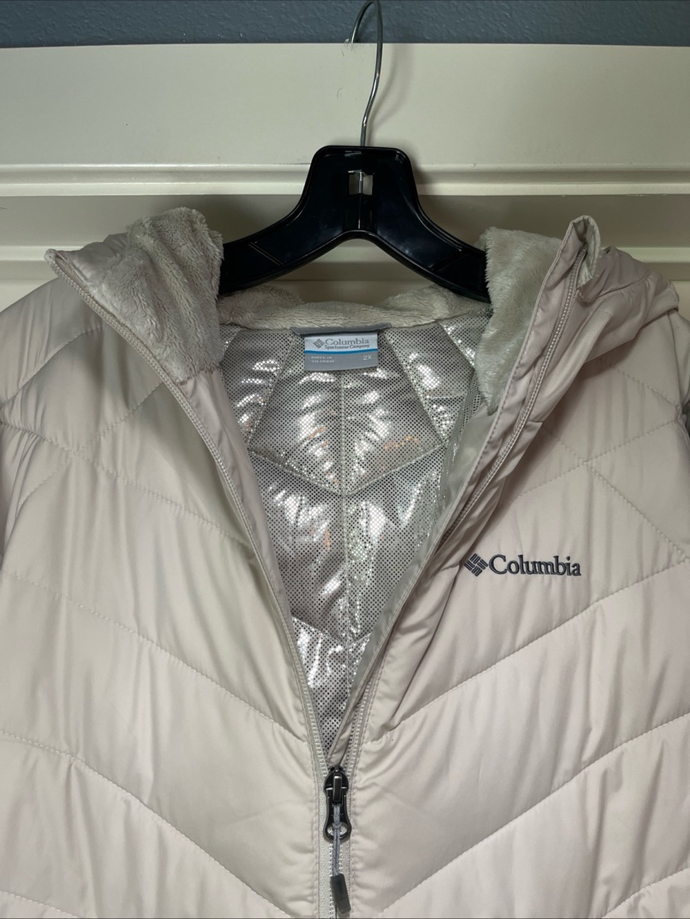 Womens 2X Columbia Heavenly Long Hooded Jacket Stone Puffer Omni-Heat Plus Size - Picture 3 of 16